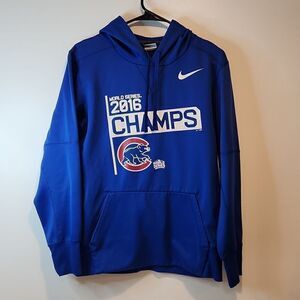 Nike Dri Fit Hoodie MLB Chicago Cubs 2016 World Series Champs Men's Size Small